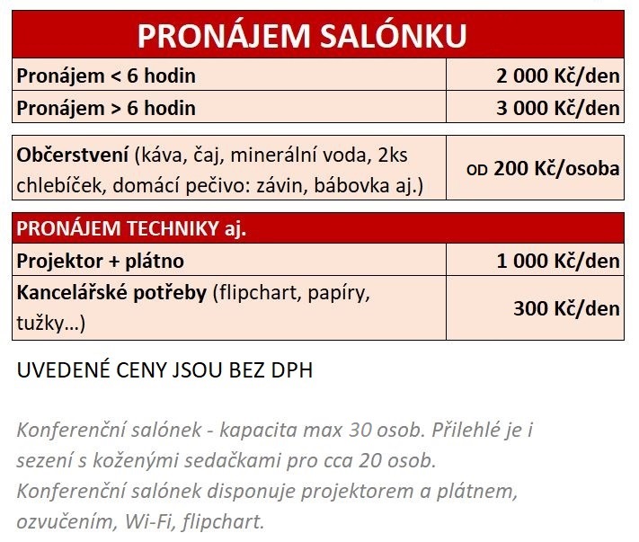 SALONEK - MEETING ROOM PRICELIST